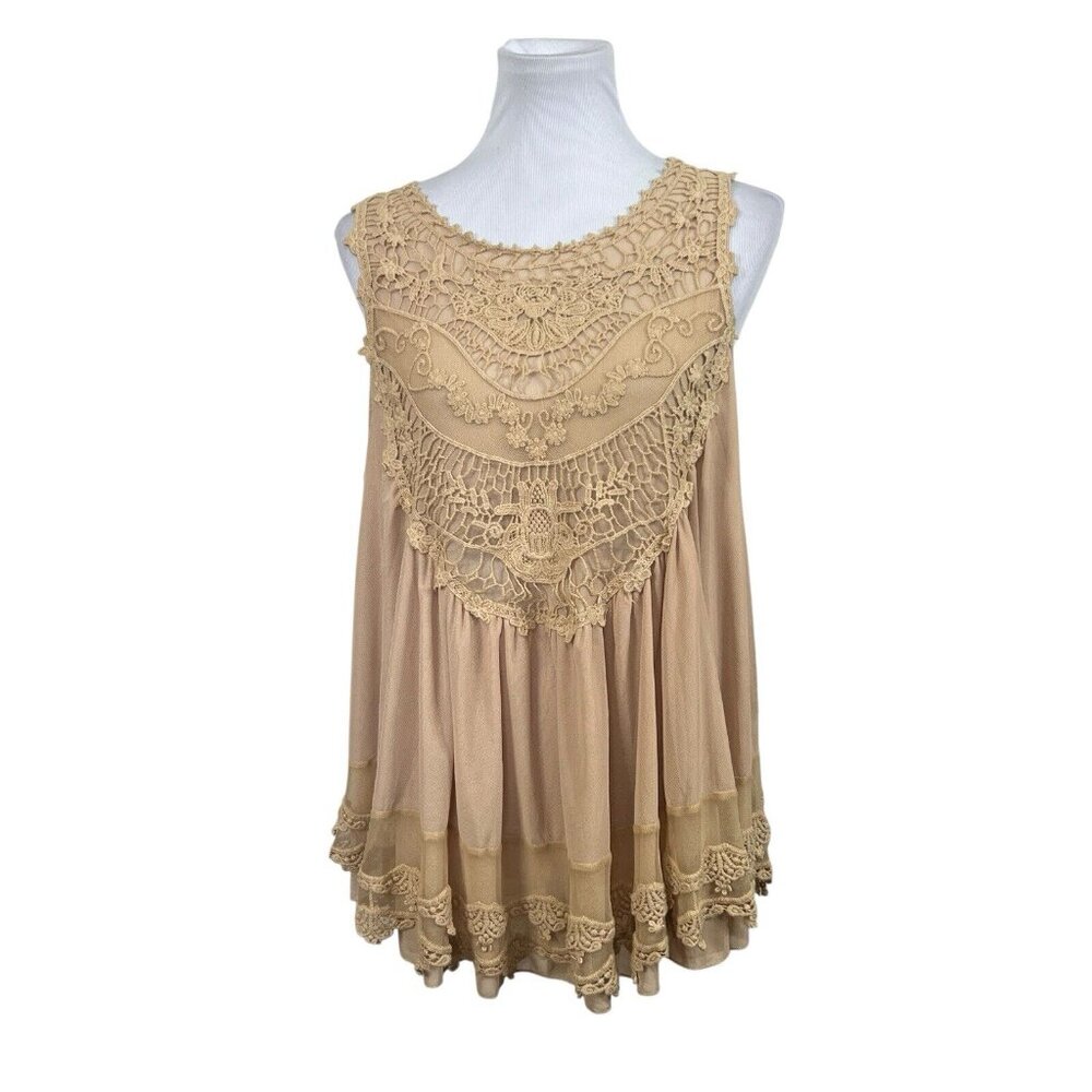 Ultra Pink Beige Lace Blouse